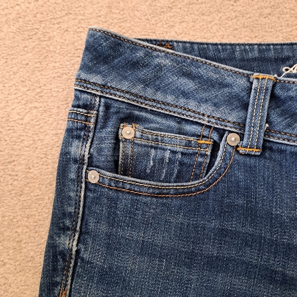 American Eagle Jeans Women's 8 Blue Slim Boot Distressed Denim - Picture 3 of 13